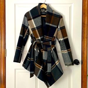 Chicwish Prairie Check Rabato Coat XXS in Brown